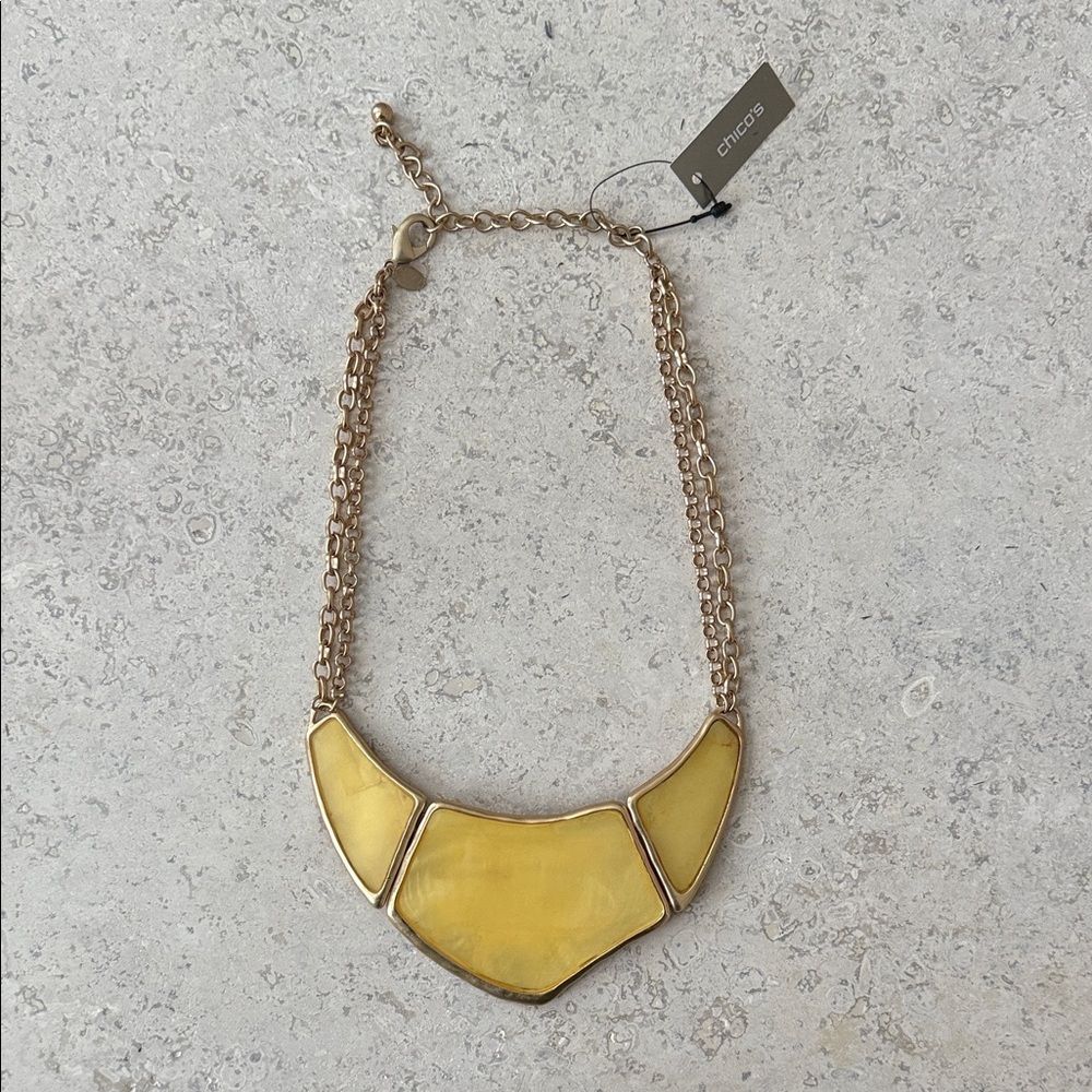 Chico's Gold Necklace with Yellow Panels